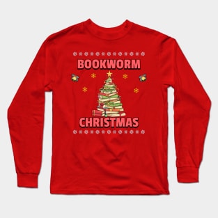 Bookworm Christmas Tree books Long Sleeve T-Shirt